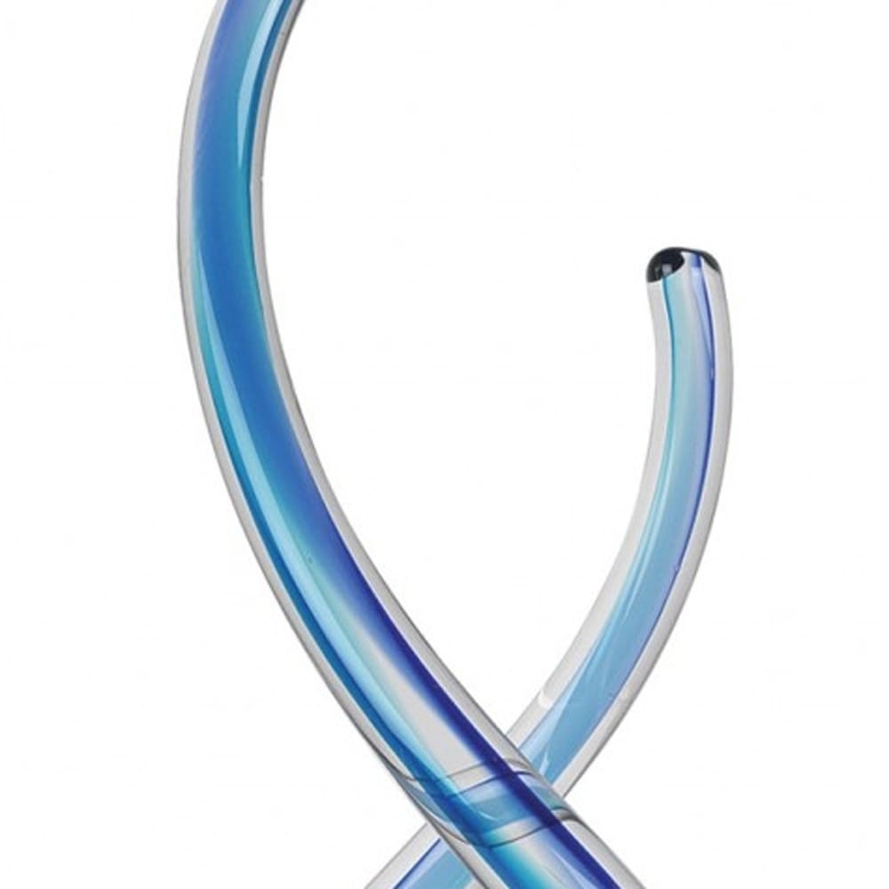 HomeRoots 14 Clear and Blue Murano Glass Modern Abstract Tabletop Sculpture