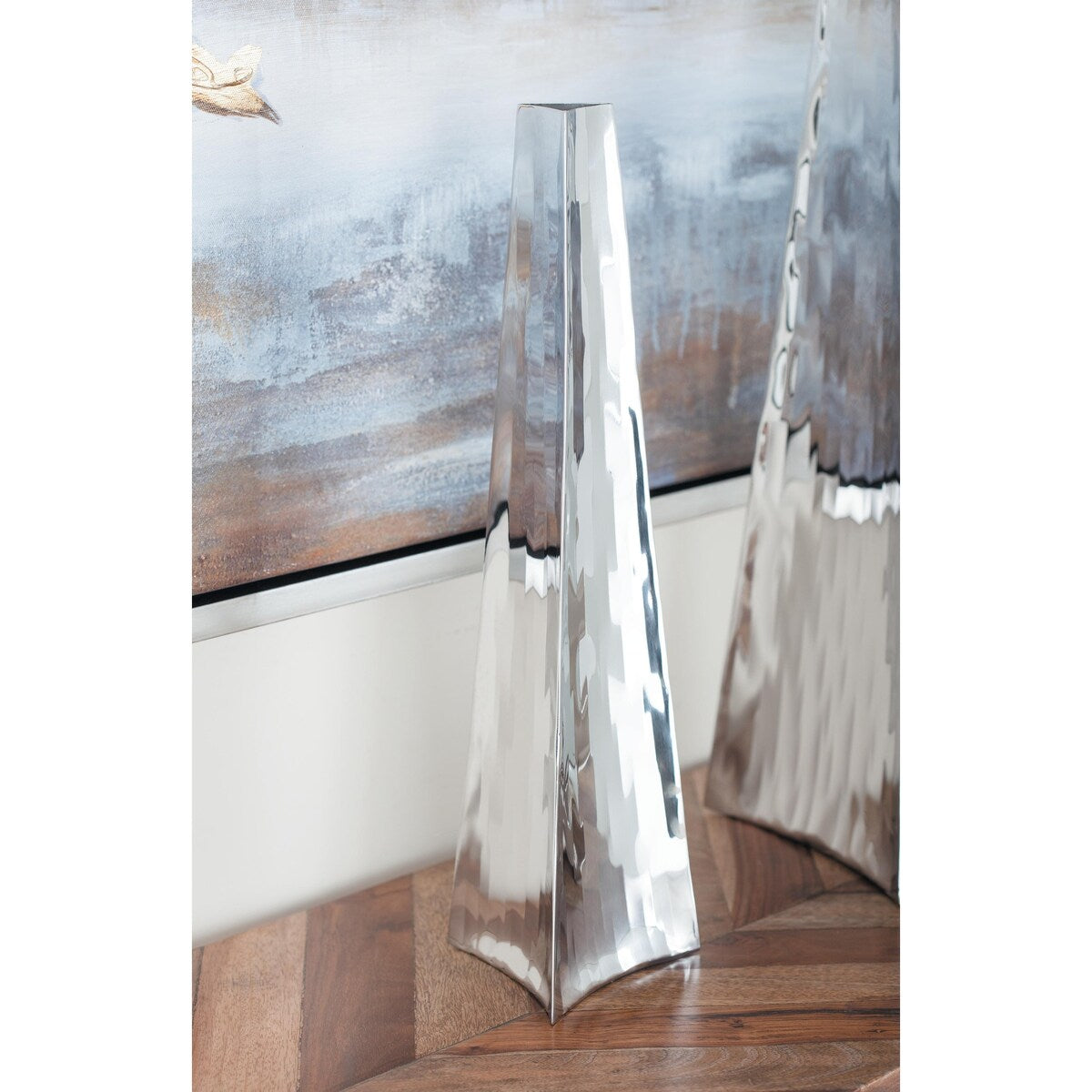 Stainless Steel Metal Hammered Decorative Vase - Silver - Roche River Decor