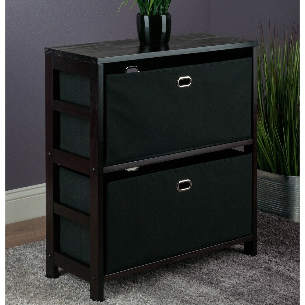 Torino 3-PC Set Storage Shelf w/ Black Fabric Baskets