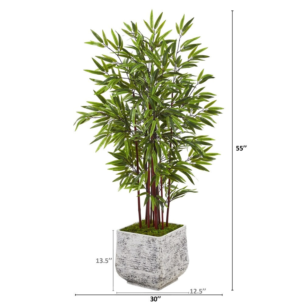 55 Bamboo Artificial Tree in White Planter