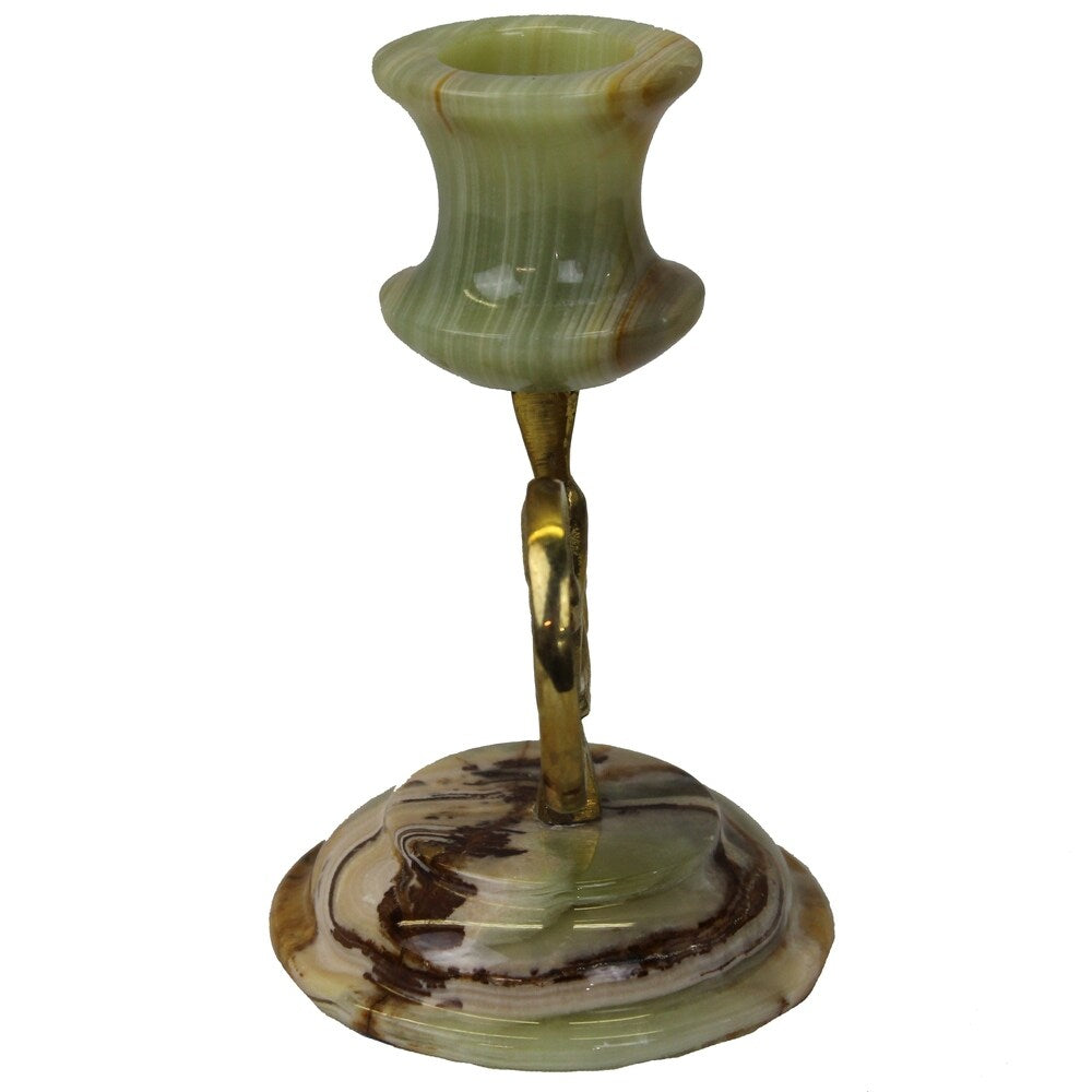 Natural Geo Multicolored Handcrafted 3 Onyx Single Candle Holder