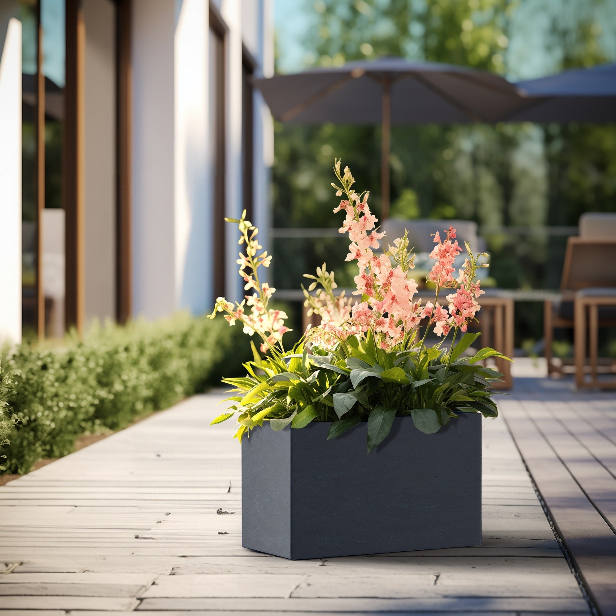 Tall Concrete Rectangle Plant Boxes / Large Indoor and Outdoor Flower Planters