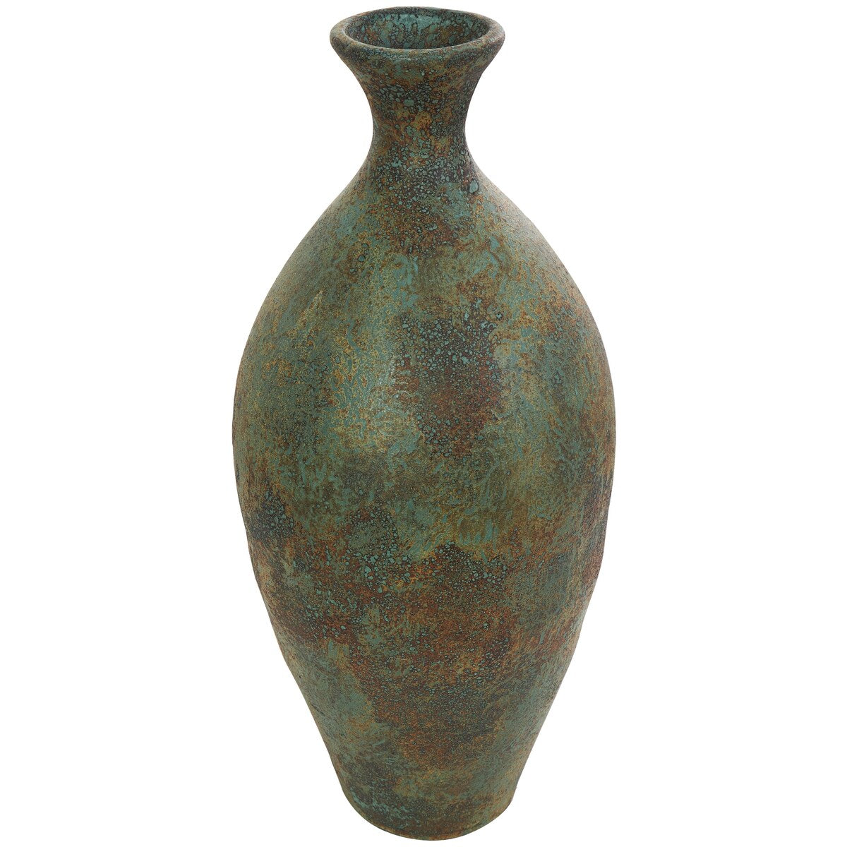 Ceramic Tall Distressed Antique Style Decorative Vase - Green - Roche River Decor