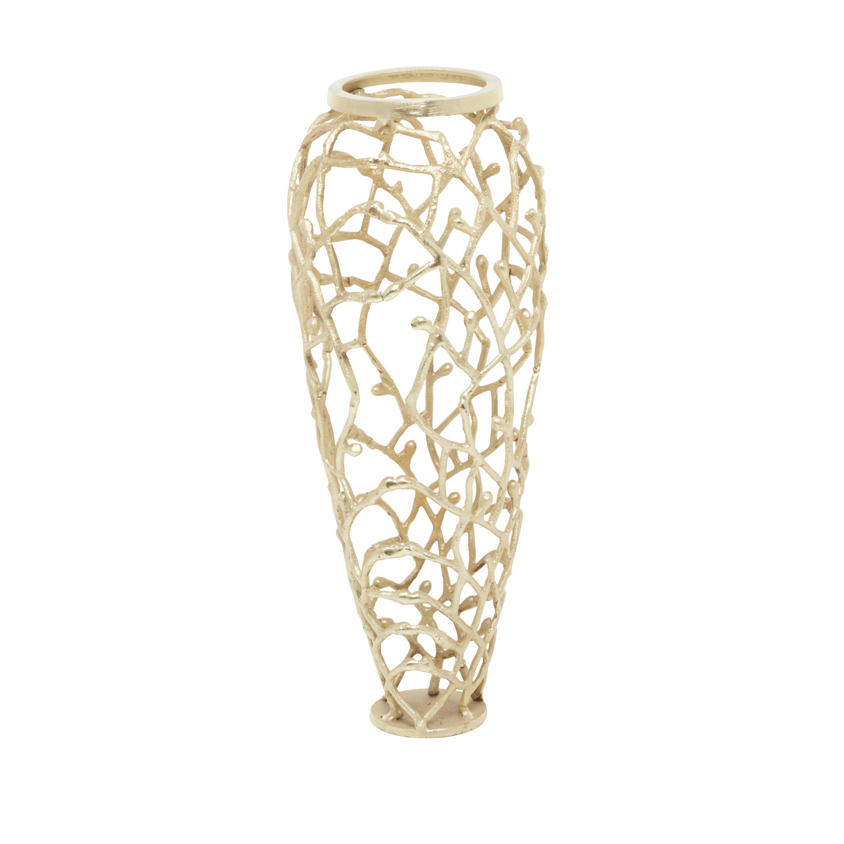 Aluminum Metal Cutout Coral Decorative Vase - Gold or Silver - Roche River Decor