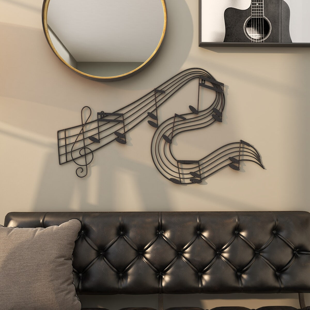 Metal Musical Notes Home Wall Decor - Black - Roche River Decor