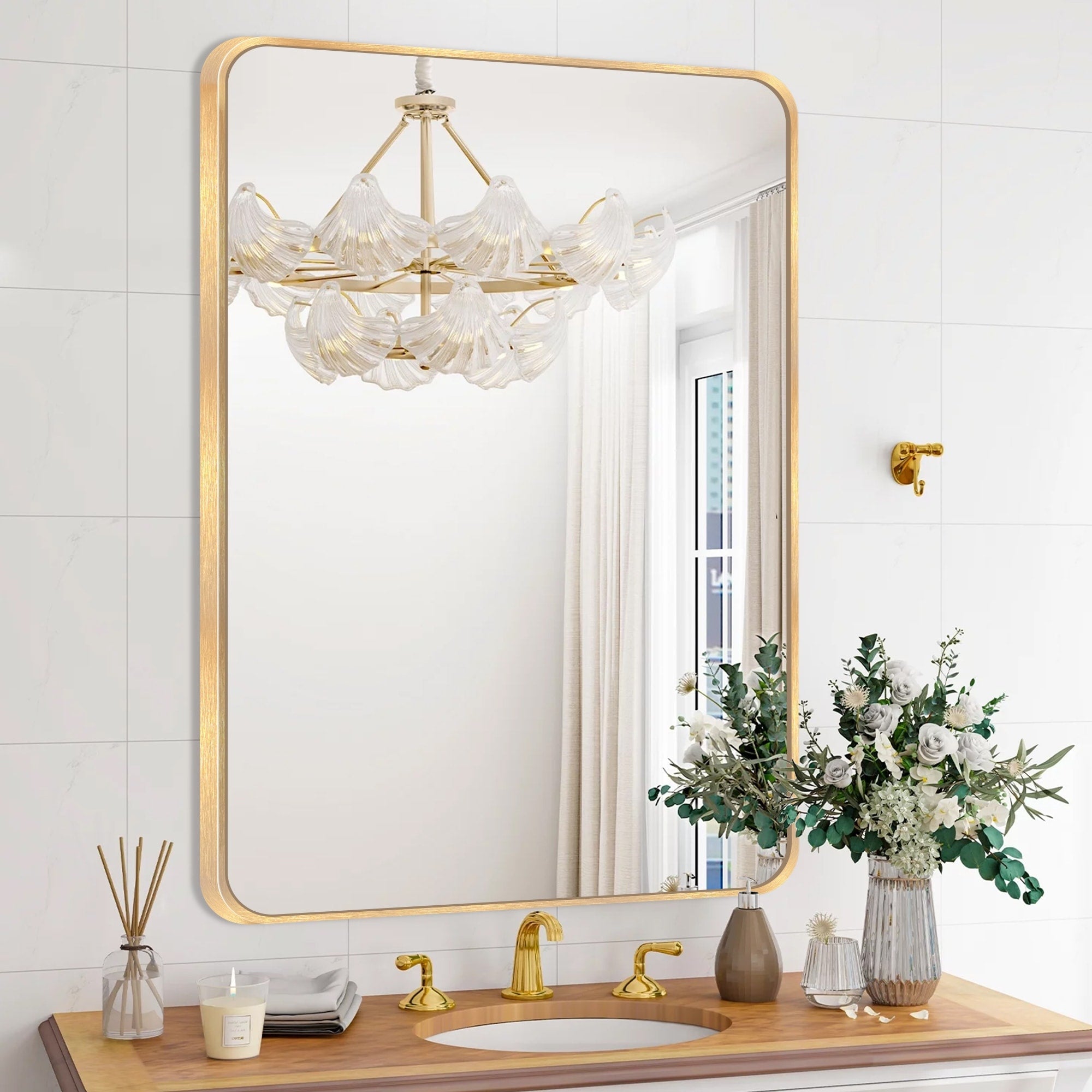 Wall Mount Bathroom Rectangle Vanity Mirror (Horizontal/Vertical)