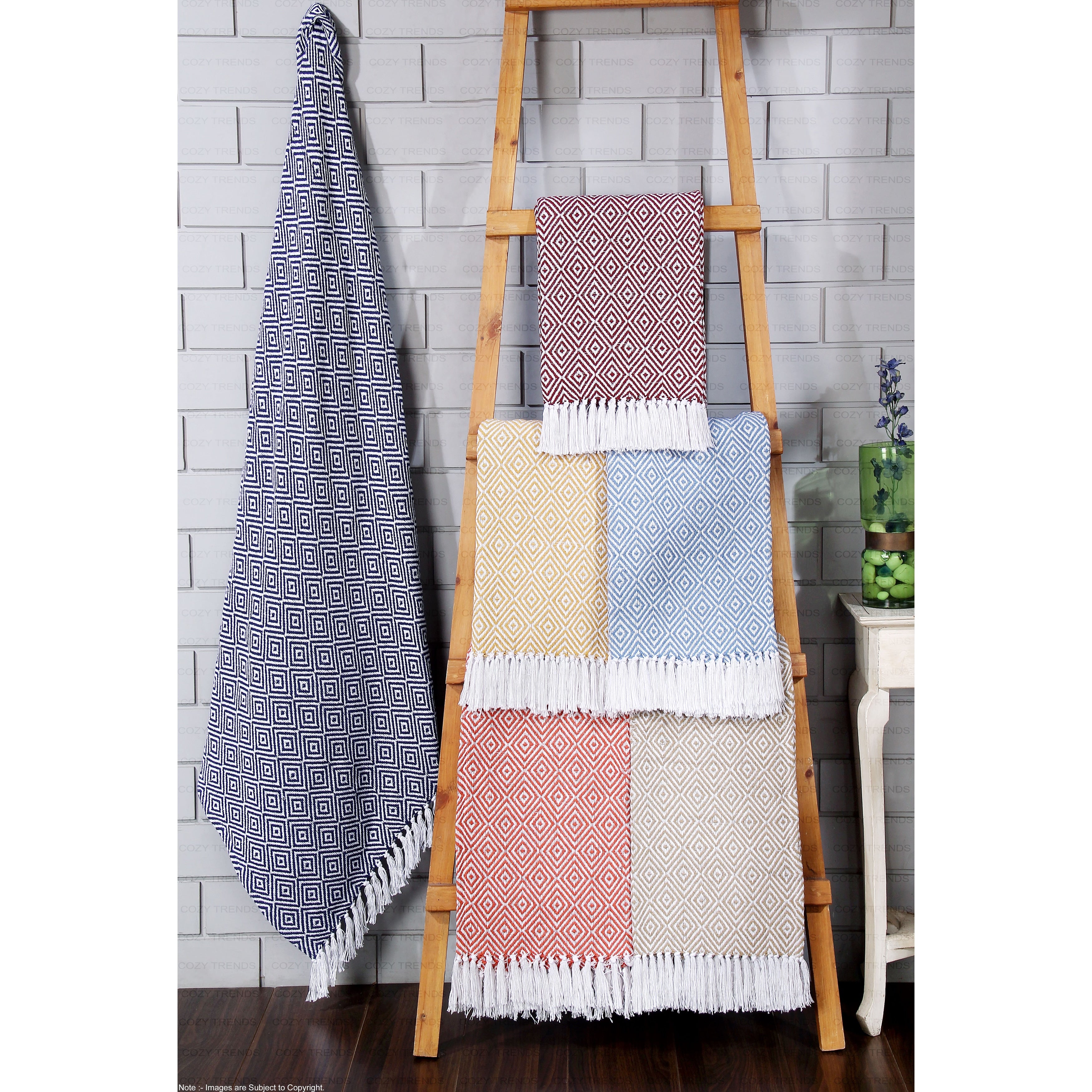 Luxurious 100-percent Cotton All Season Soft Throw Blanket (Set of 2)