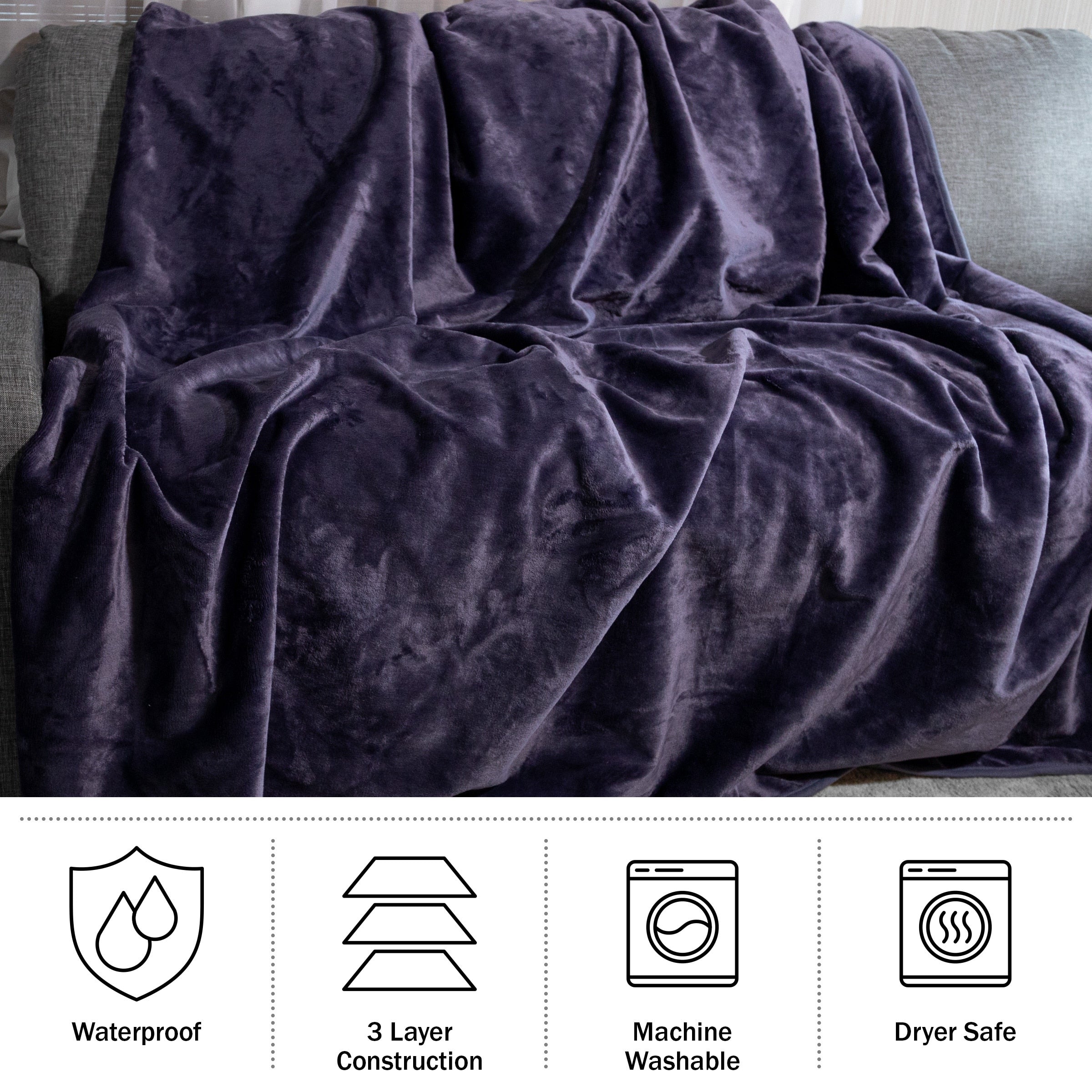 Waterproof Blanket - 80x80 King-Size Blanket by Lavish Home