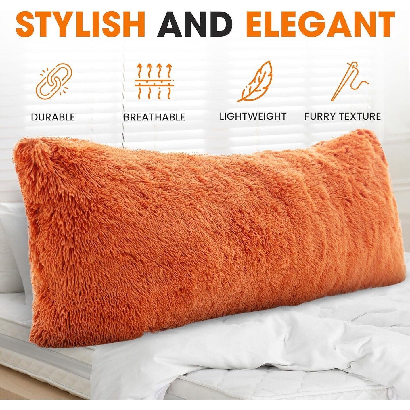 Cheer Collection 20 x 54 Long Hair Shaggy Body Pillow