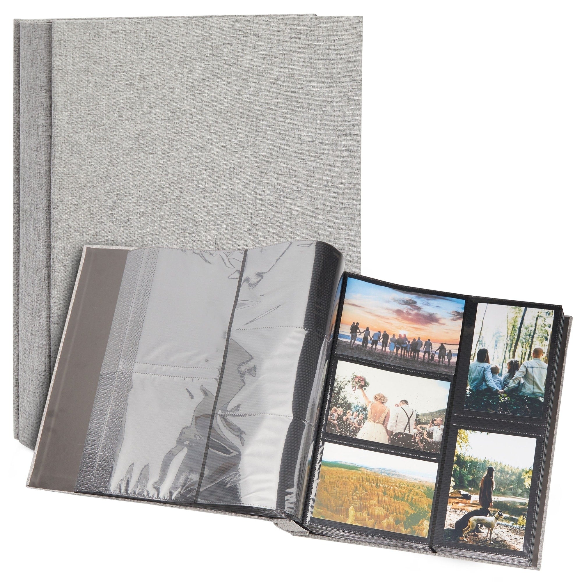 Large Photo Album for 1000 Photos, 4x6 Photo Albums with Pockets, Grey Linen Cover (14 x 13 x 3 In)