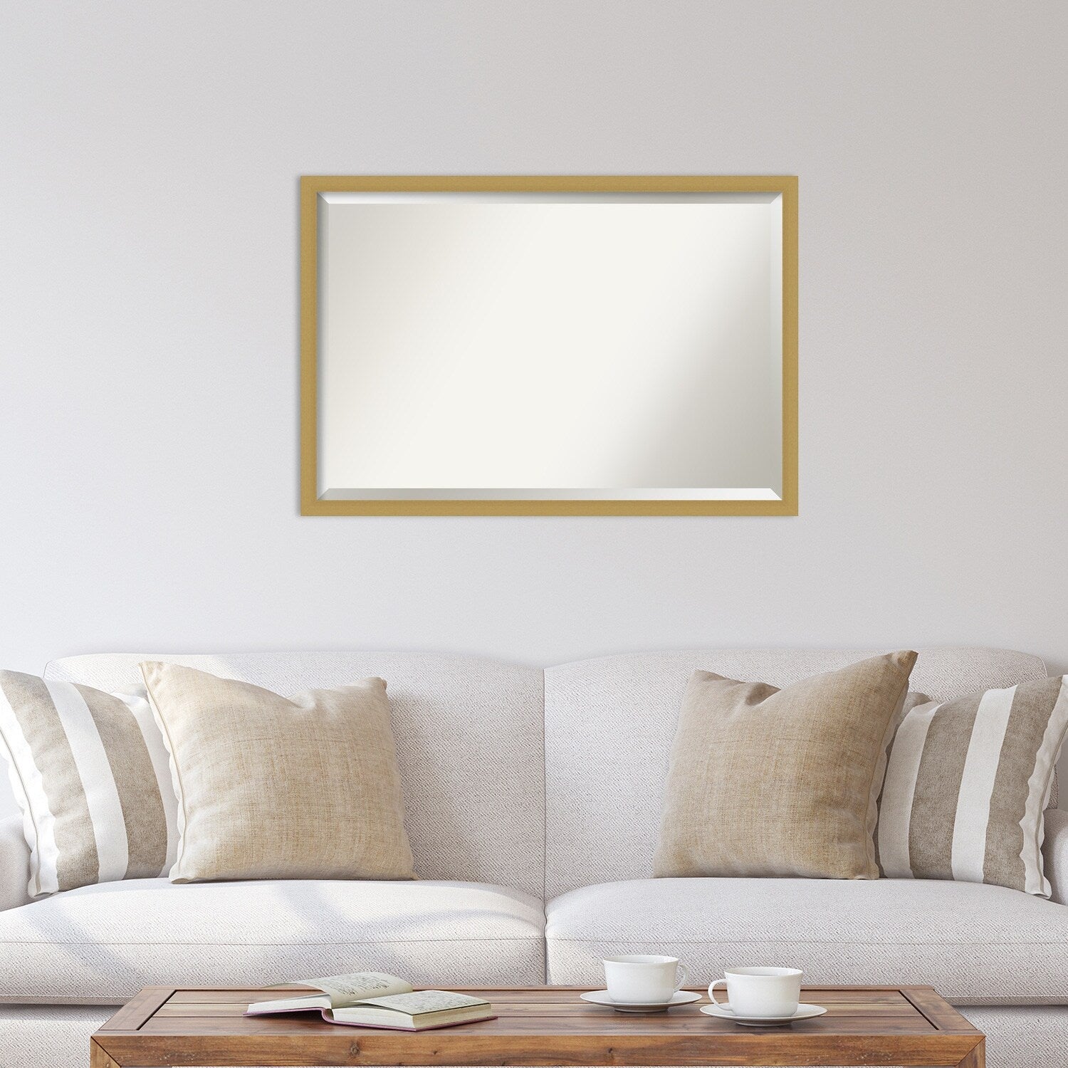 Beveled Wall Mirror - Grace Brushed Gold Narrow Frame