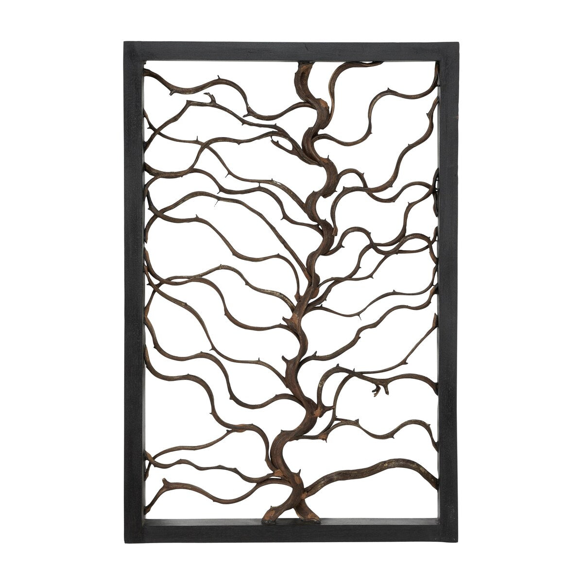 Wood Tree Branch Home Wall Decor with Black Frame - Brown - Roche River Decor