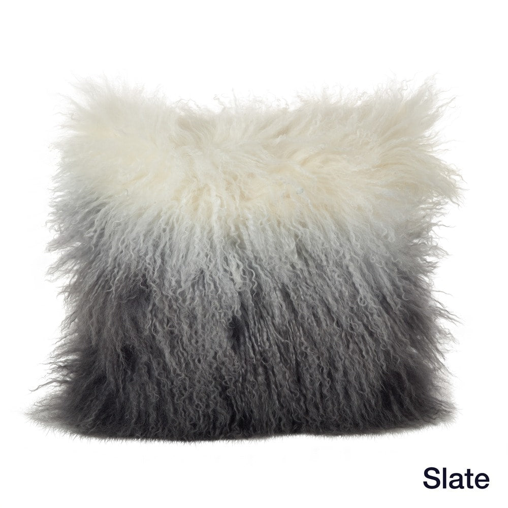 Mongolian Lamb Fur Ombre Throw Pillow