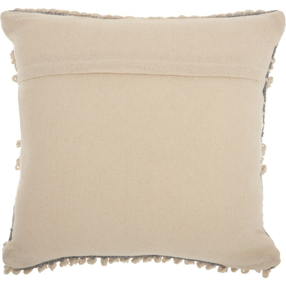 HomeRoots 20 Gray and Cream Cotton Blend Throw Pillow With Embroidery