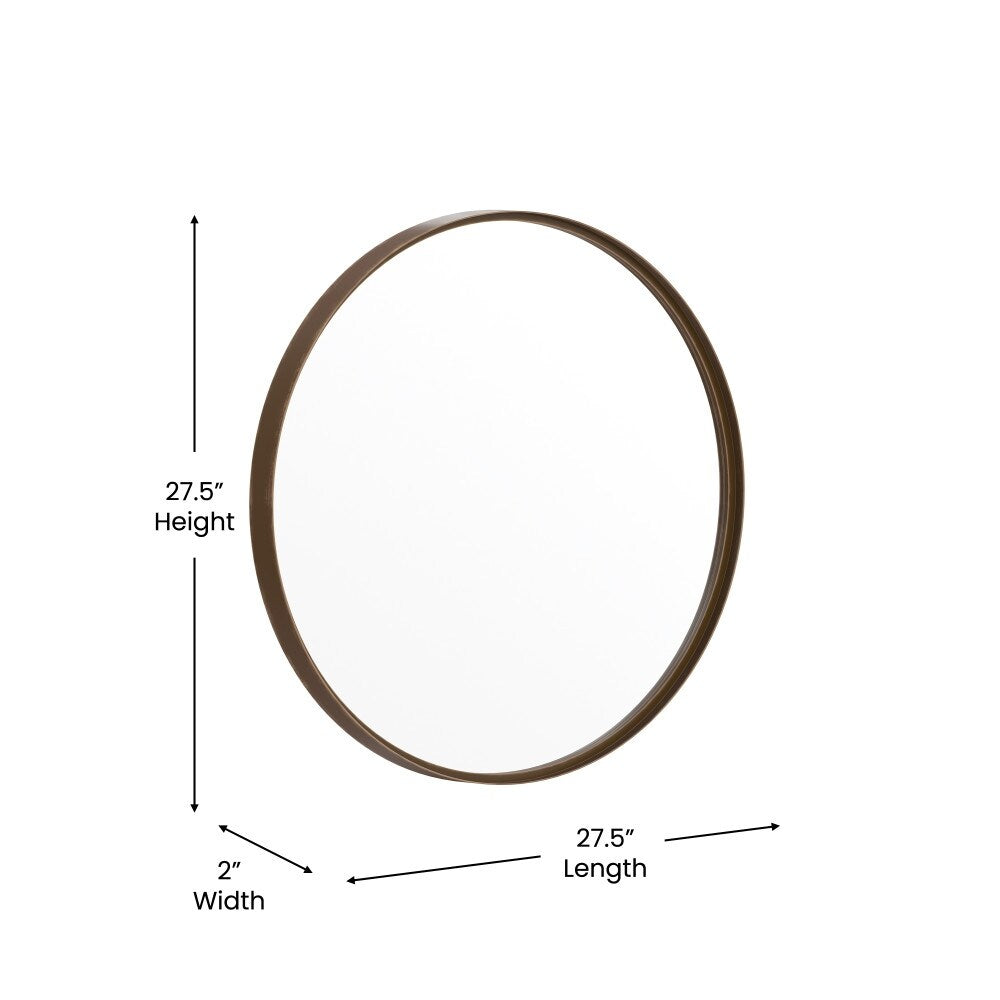 Wall Mount Shatterproof Round Accent Wall Mirror with Metal Frame