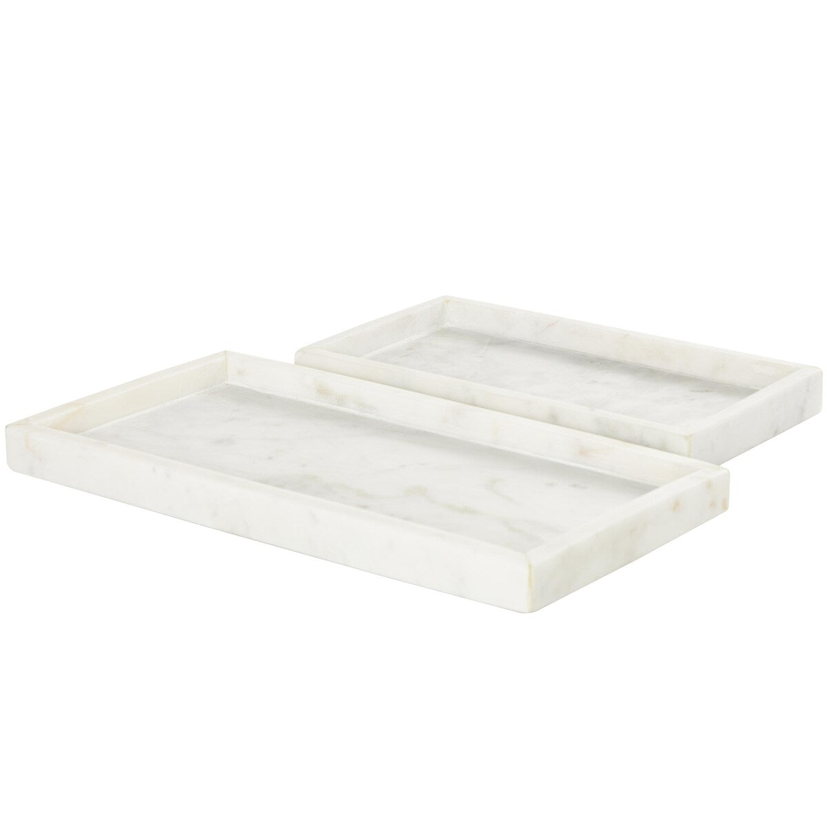 Marble Slim Living Room Decor Tray with Raised Border - Set of 2 White, Black, Green - CosmoLiving by Cosmopolitan