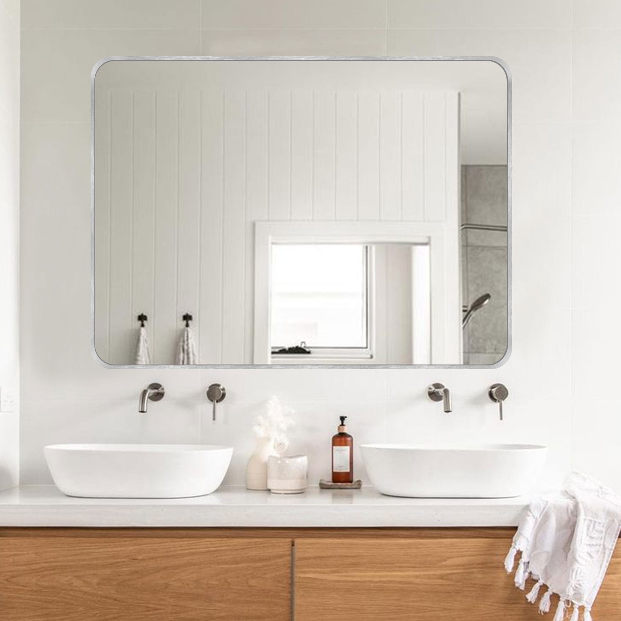 Wall Mount Bathroom Rectangle Vanity Mirror (Horizontal/Vertical)