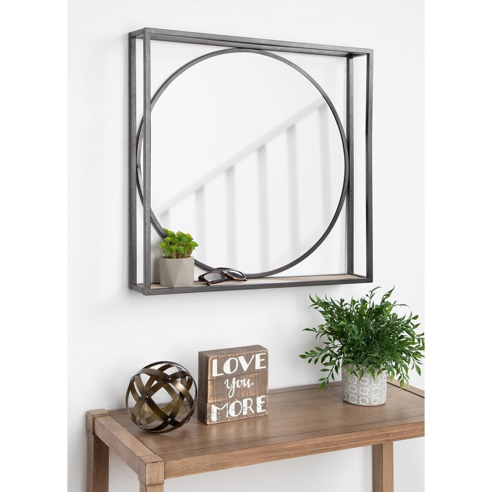 Kate and Laurel McCauley Decorative Metal Mirror with Shelf