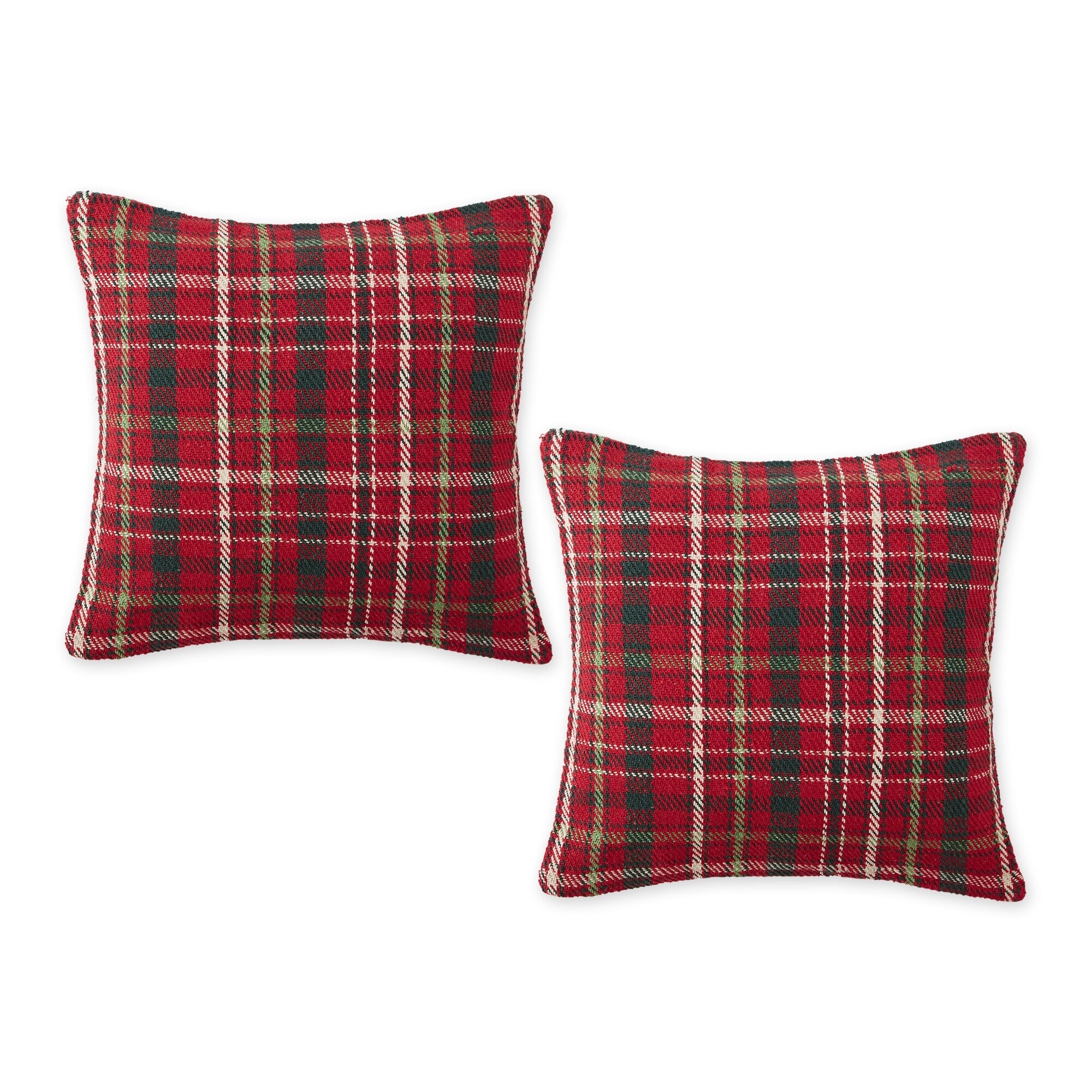 Christmas Plaid Recycled Cotton Pillow Cover 18x18 (Set of 2)