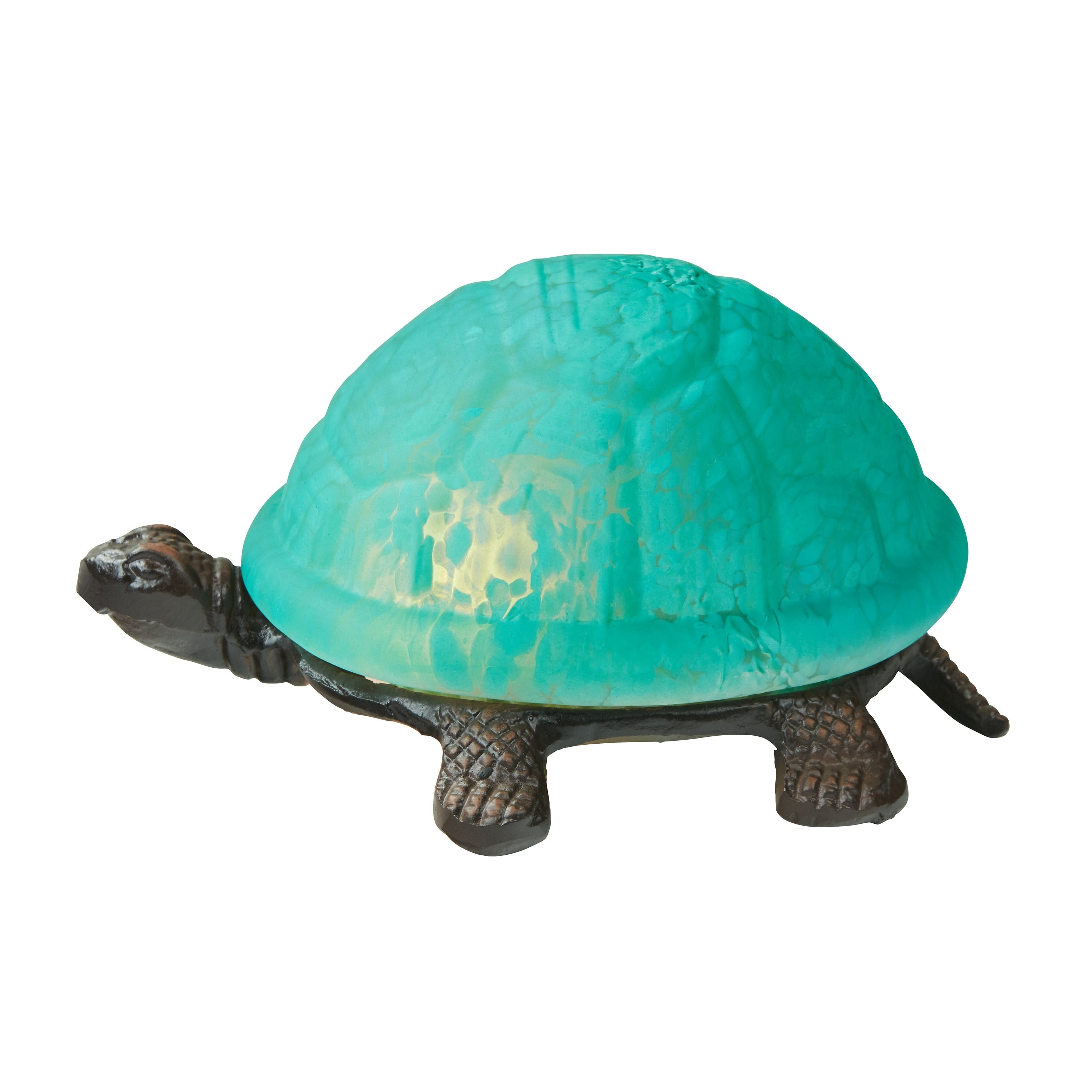 Turtle River of Goods Aqua Glass and Metal 4.75-Inch Accent Lamp - 8.25 x 5.9 x 4.75