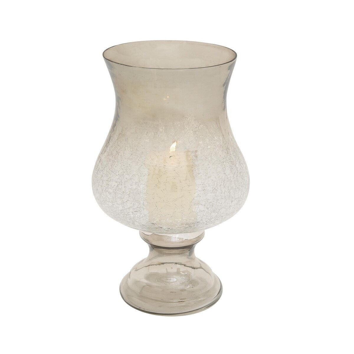 Glass Handmade Turned Style Pillar Hurricane Lamp with Smoked Glass Finish - Gold - Roche River Decor