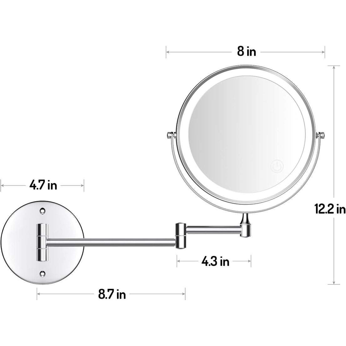 Rechargeable Wall Mounted Lighted Makeup Mirror