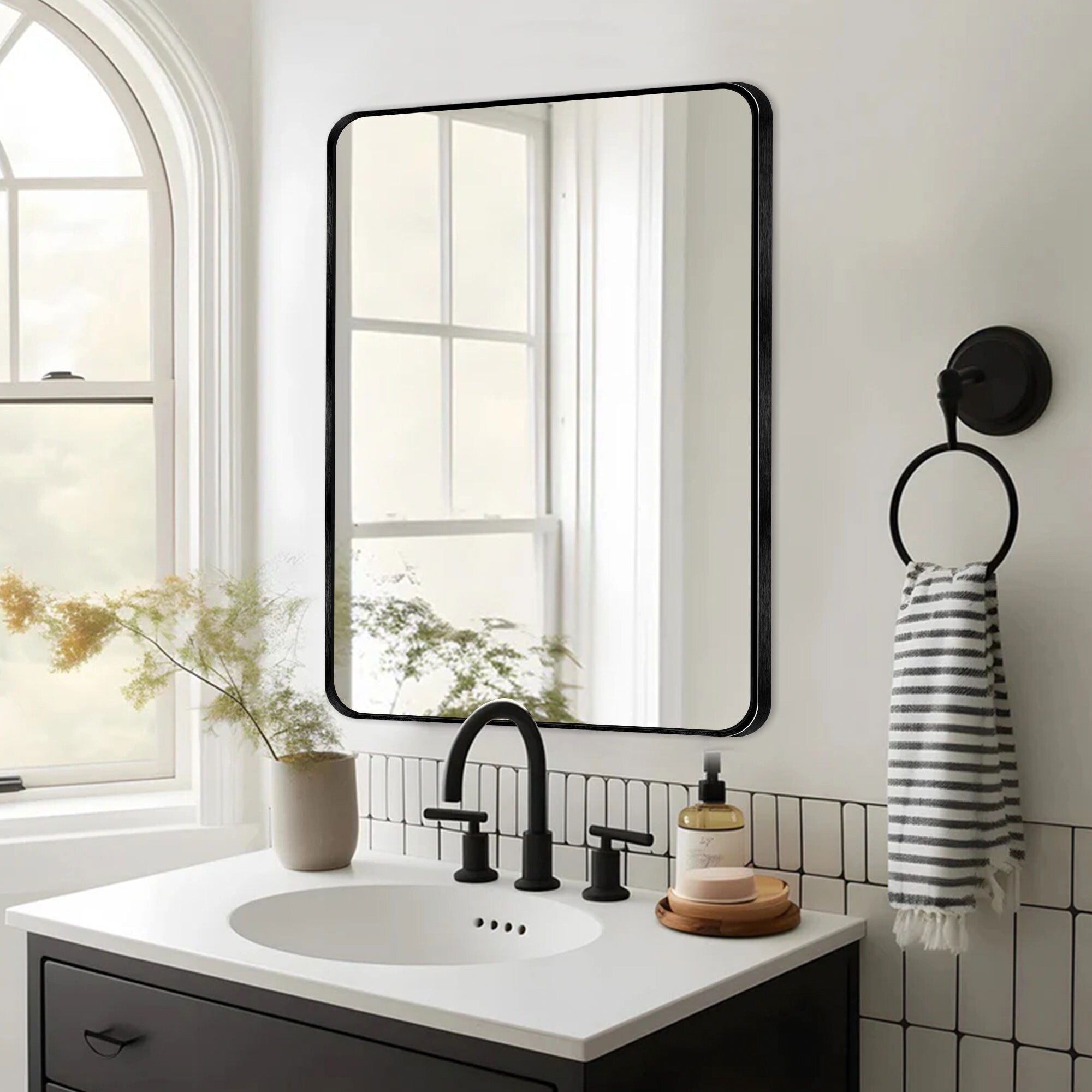 Wall Mount Bathroom Rectangle Vanity Mirror (Horizontal/Vertical)