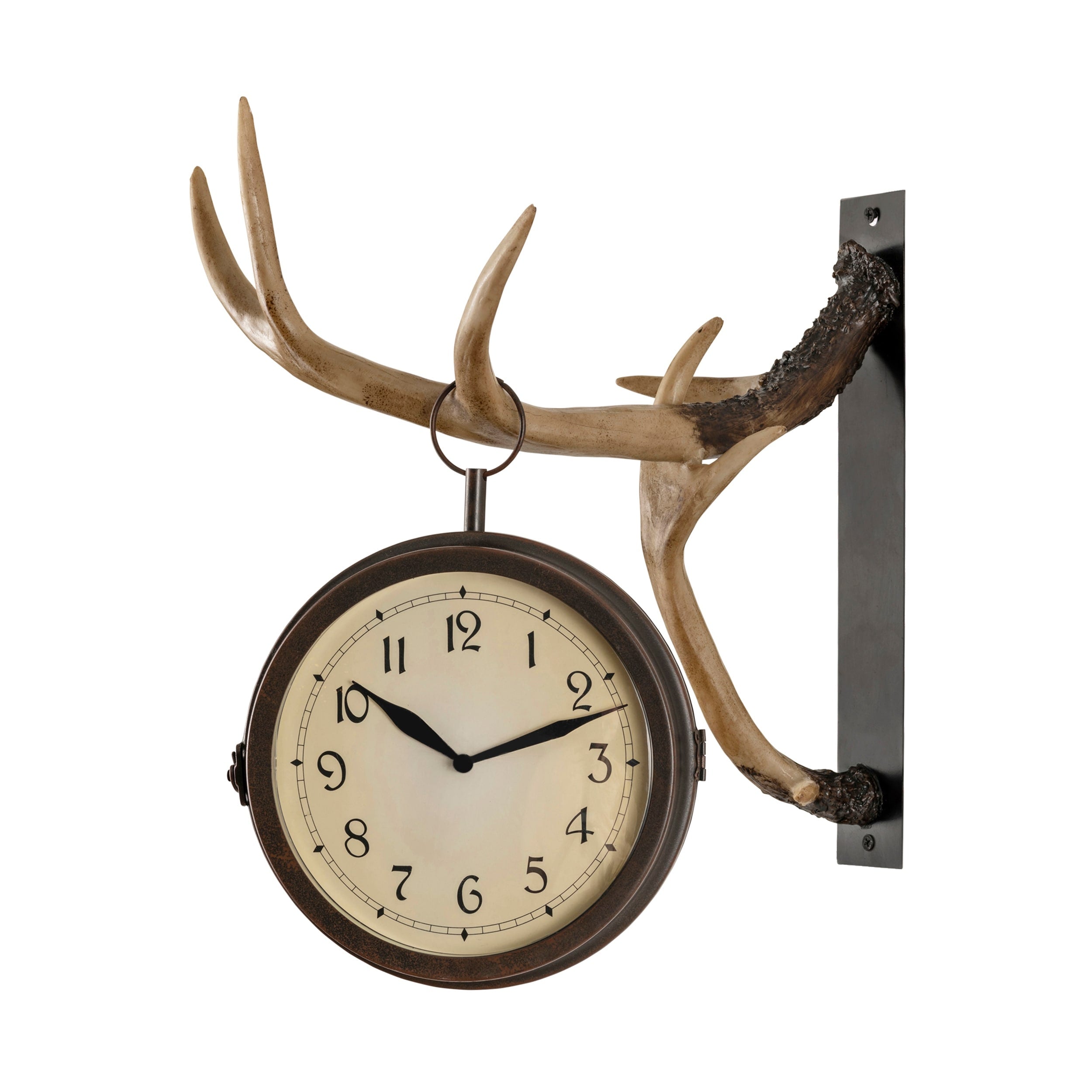 Deer Park 2-Sided Resin Clock - 13.75'' W x 18'' H x 11'' D