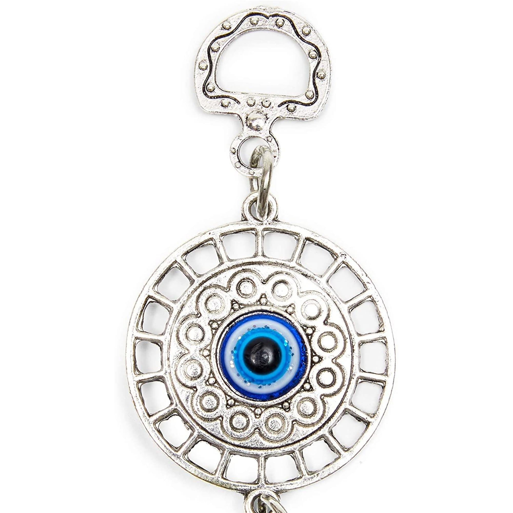 Evil Eye Wall Hanging, Turkish Amulet Decoration (Blue Glass, 5 Inches)