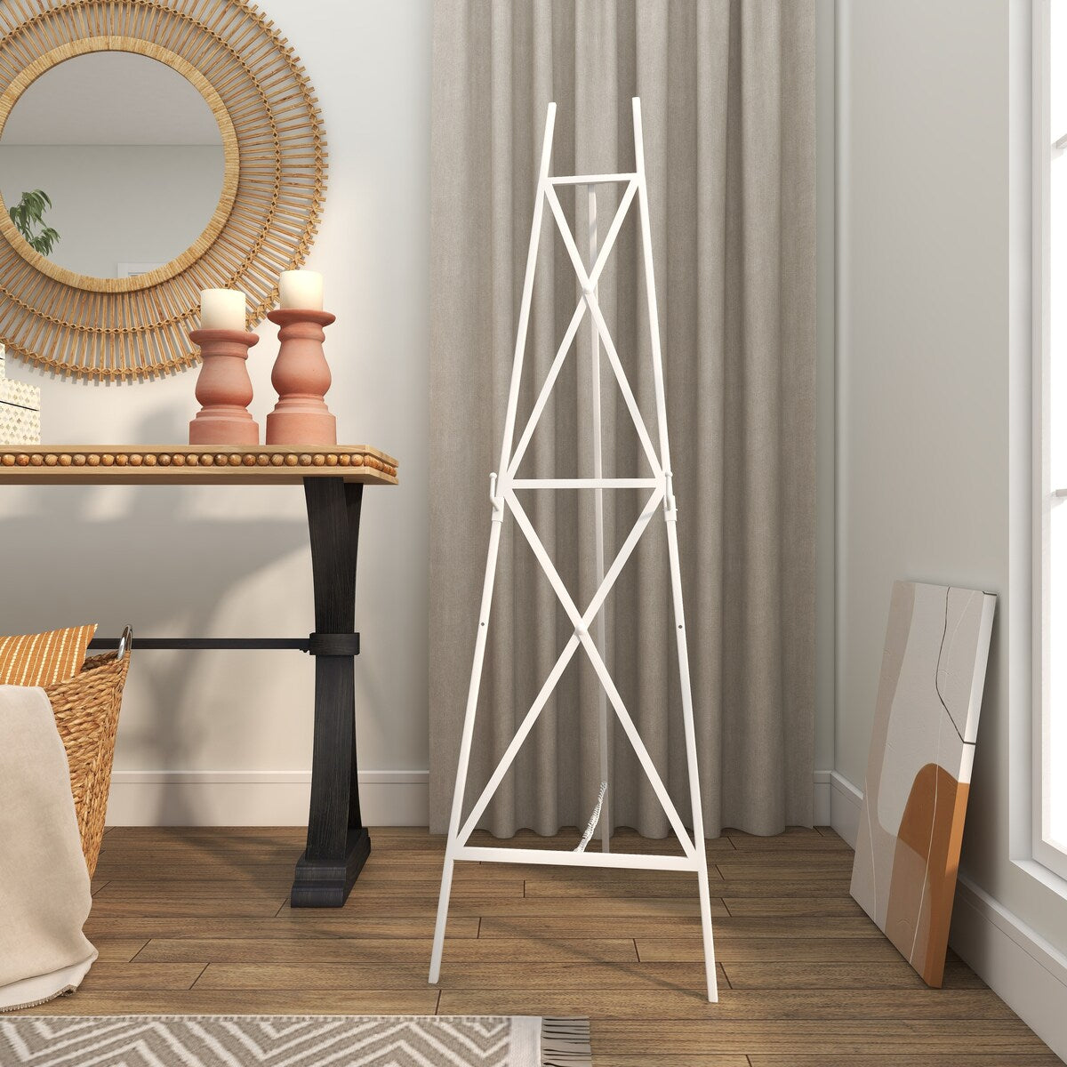 Metal Tall Adjustable 3 or 2 Tier Display Easel with Chain Support - White - Roche River Decor