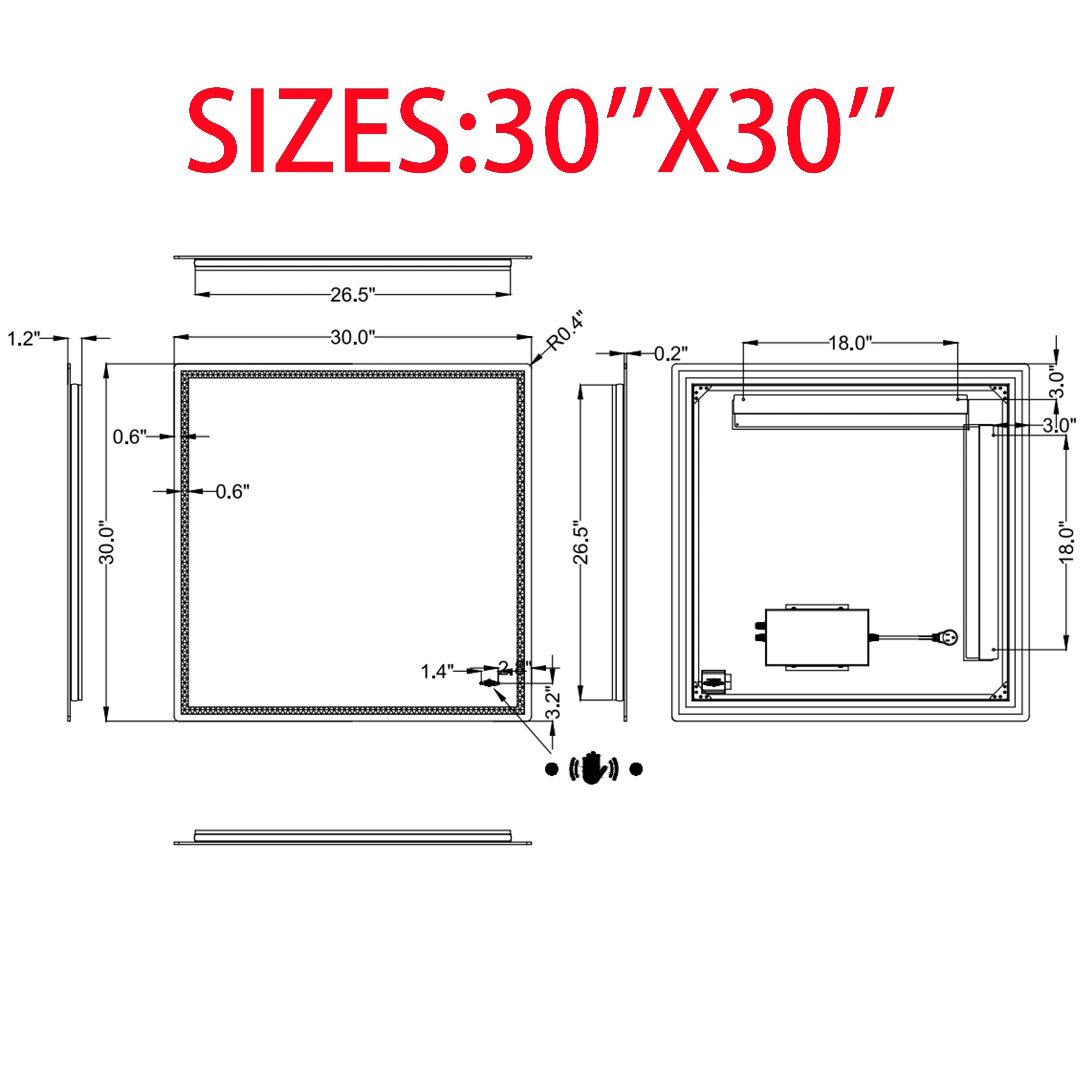 CB HOME Lighted Bathroom Vanity Mirror, LED Wall Mounted Mirror, Gesture Control Smart Lighted Mirror, Dimmable, Frameless