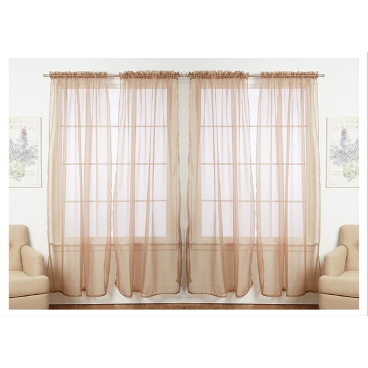 J&V Textiles 4 Pack Value Solid Sheer Window Curtain Panels - 55X84