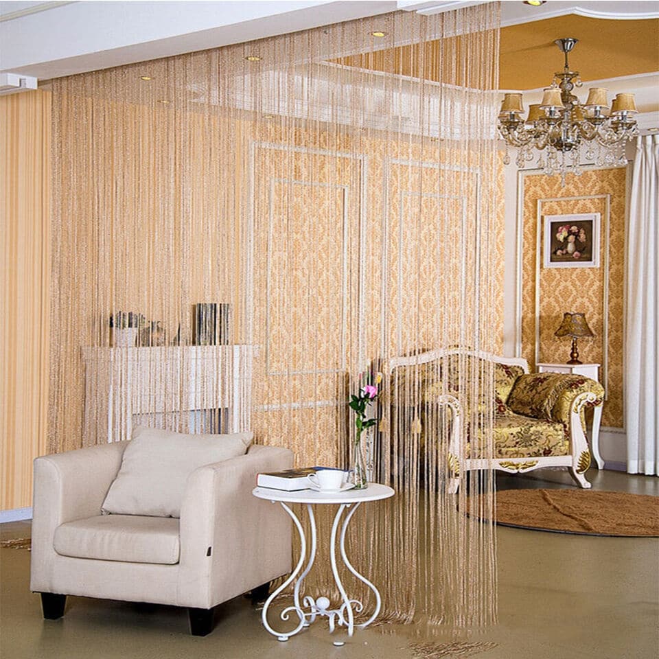 Extrta Wide Glitter String Crystal Beaded Tassel Curtain