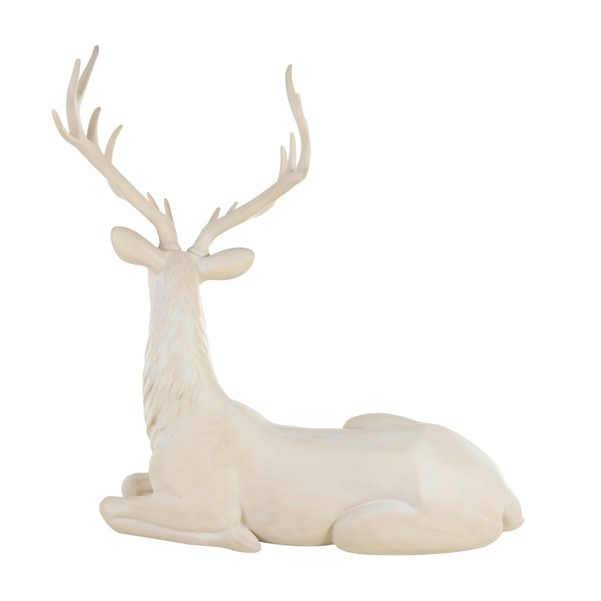 Resin Reindeer Large Textured Floor Decorative Christmas Sculpture - Cream - Roche River Decor