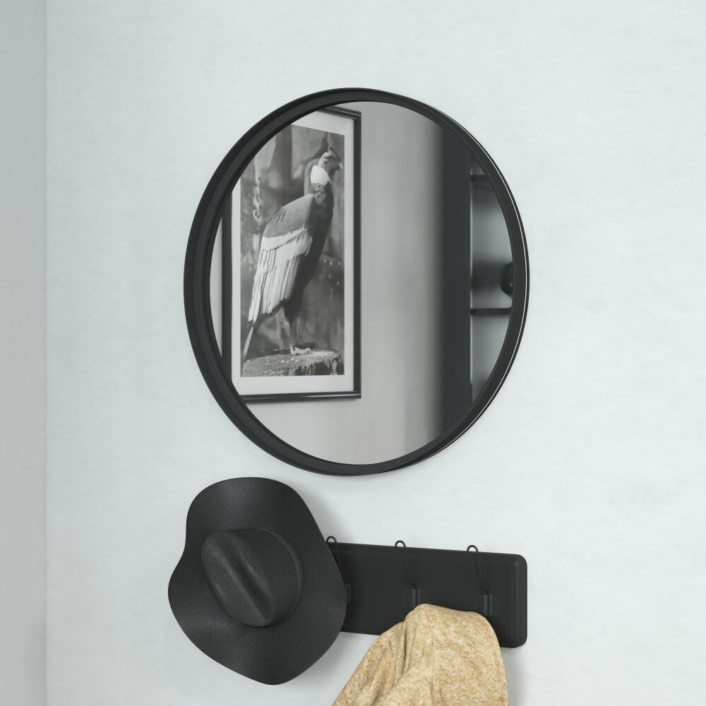 Wall Mount Shatterproof Round Accent Wall Mirror with Metal Frame