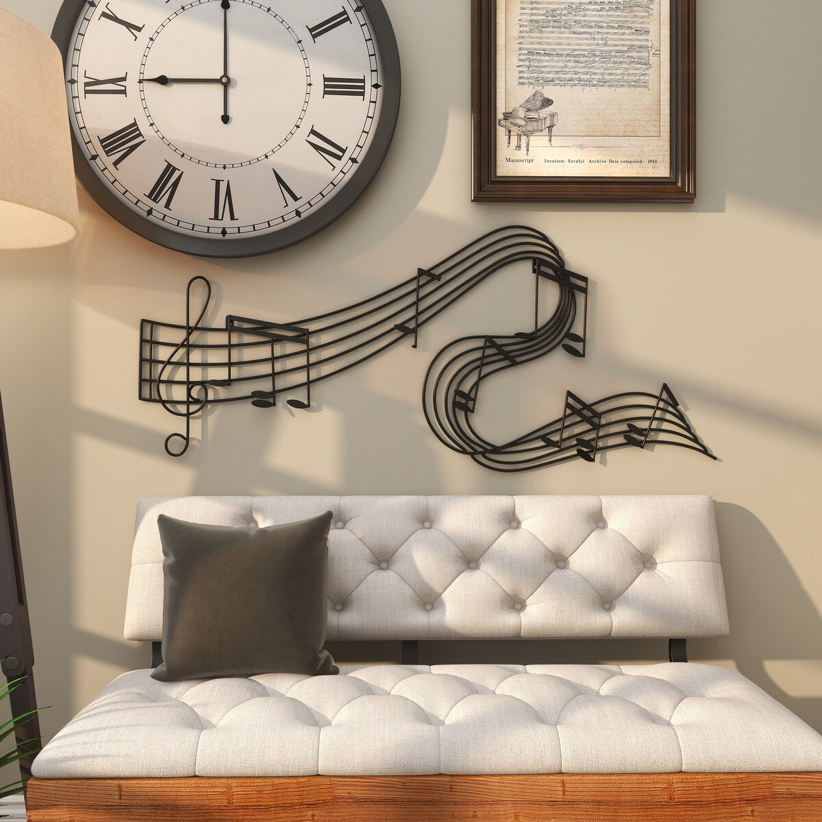 Metal Musical Notes Home Wall Decor - Black - Roche River Decor