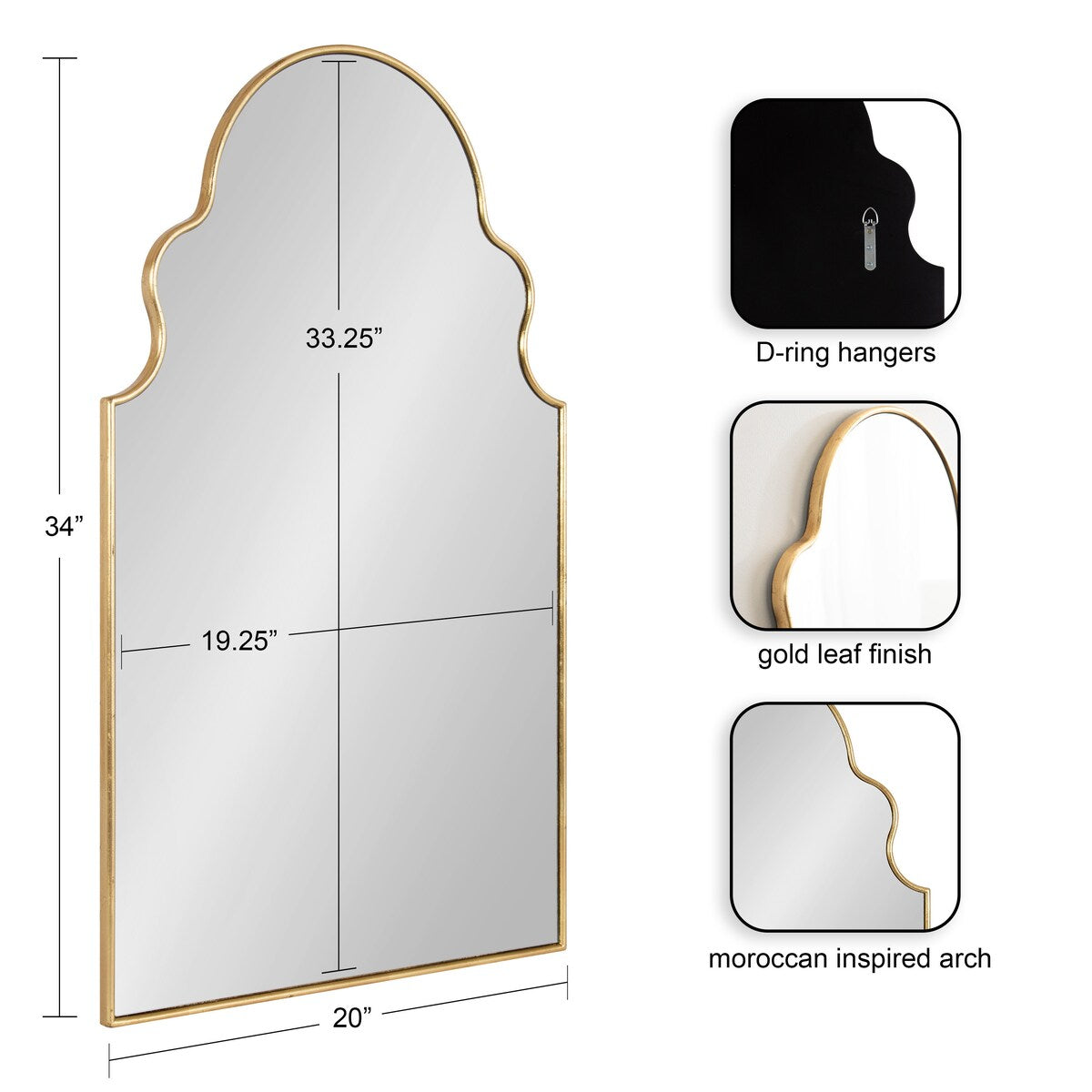 Kate and Laurel Vania Moroccan Arch Wall Mirror