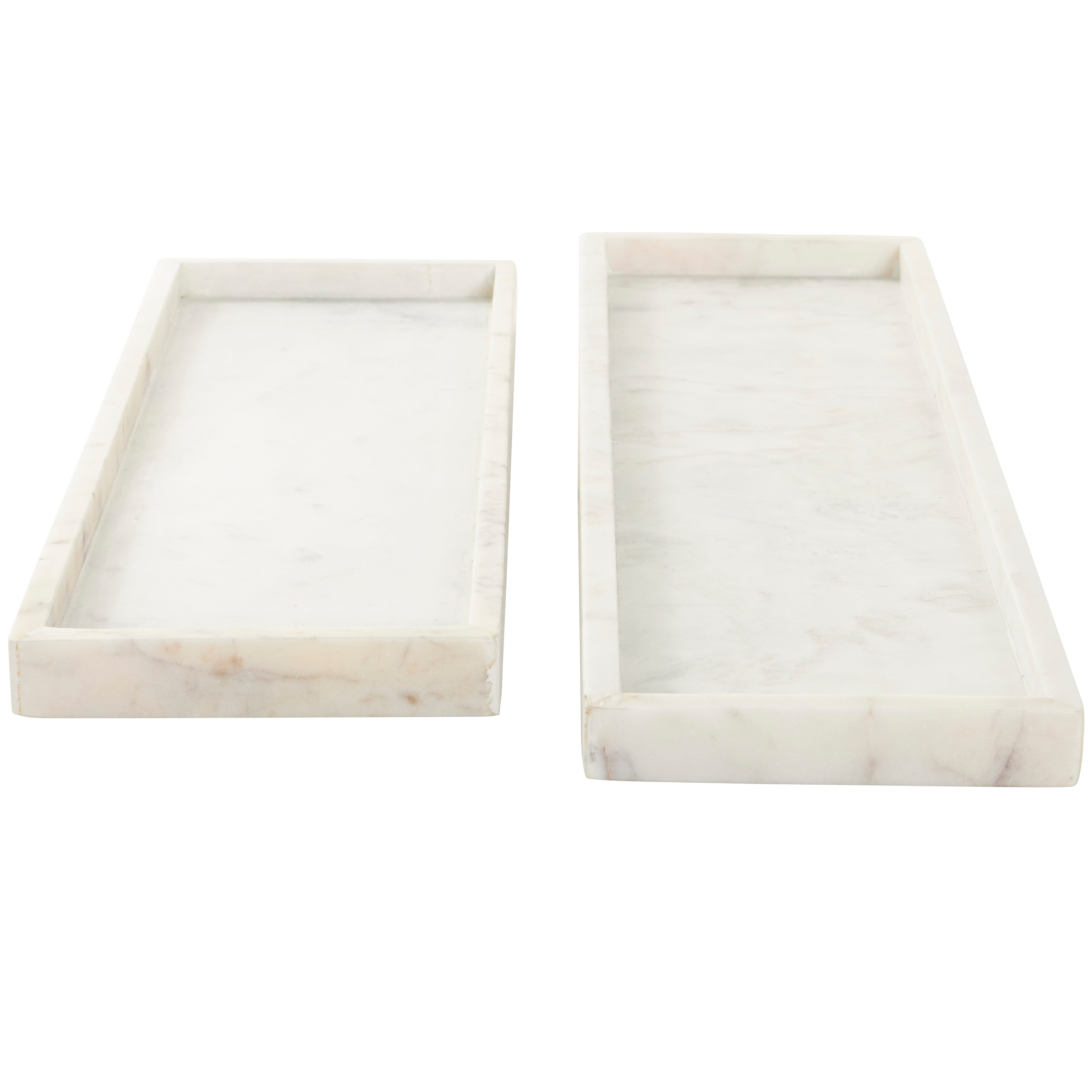 CosmoLiving by Cosmopolitan Marble Tray with Raised Border (Set of 2) - White, Black, Green