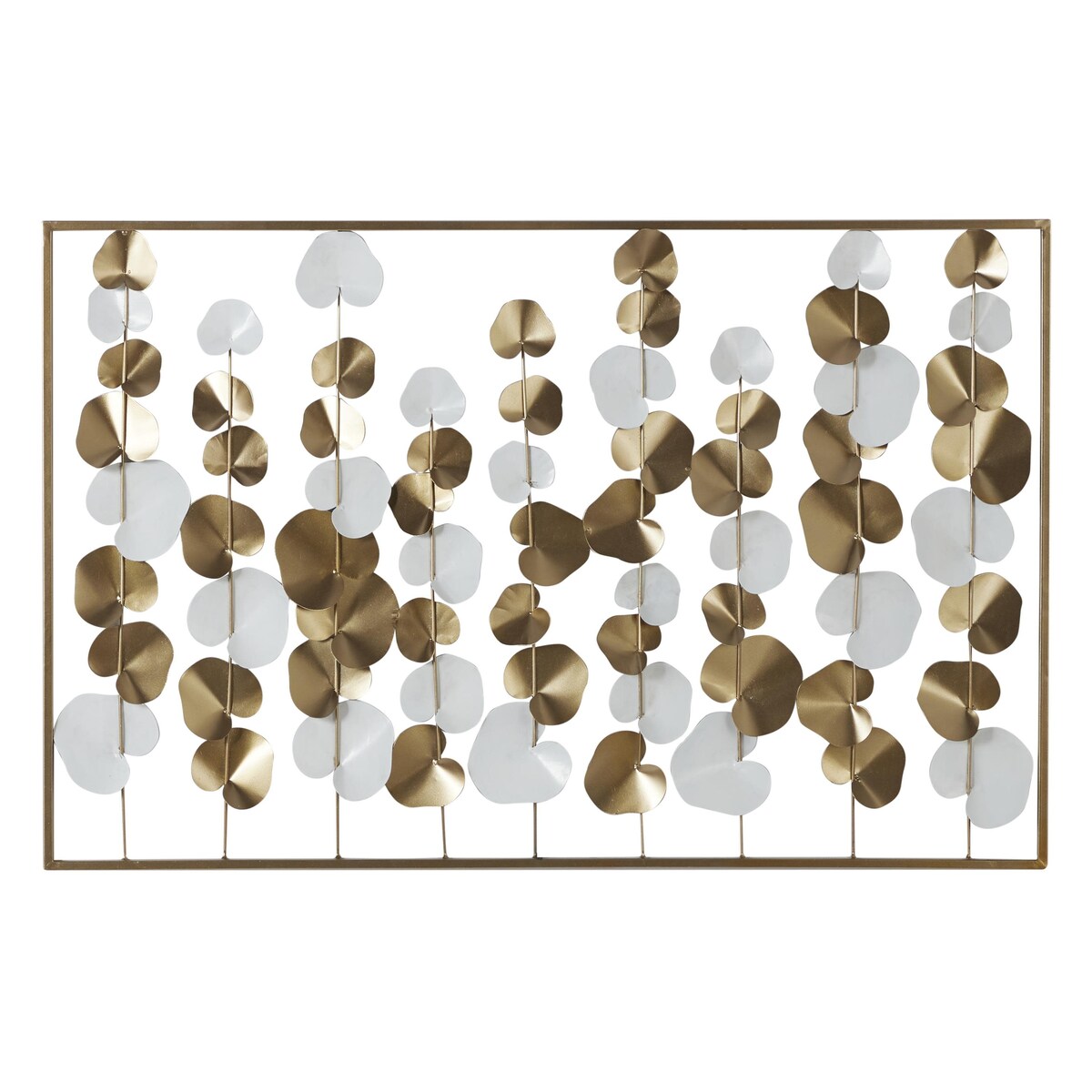 Metal Floral Long Stem Home Wall Decor with White Accents - Gold - Roche River Decor