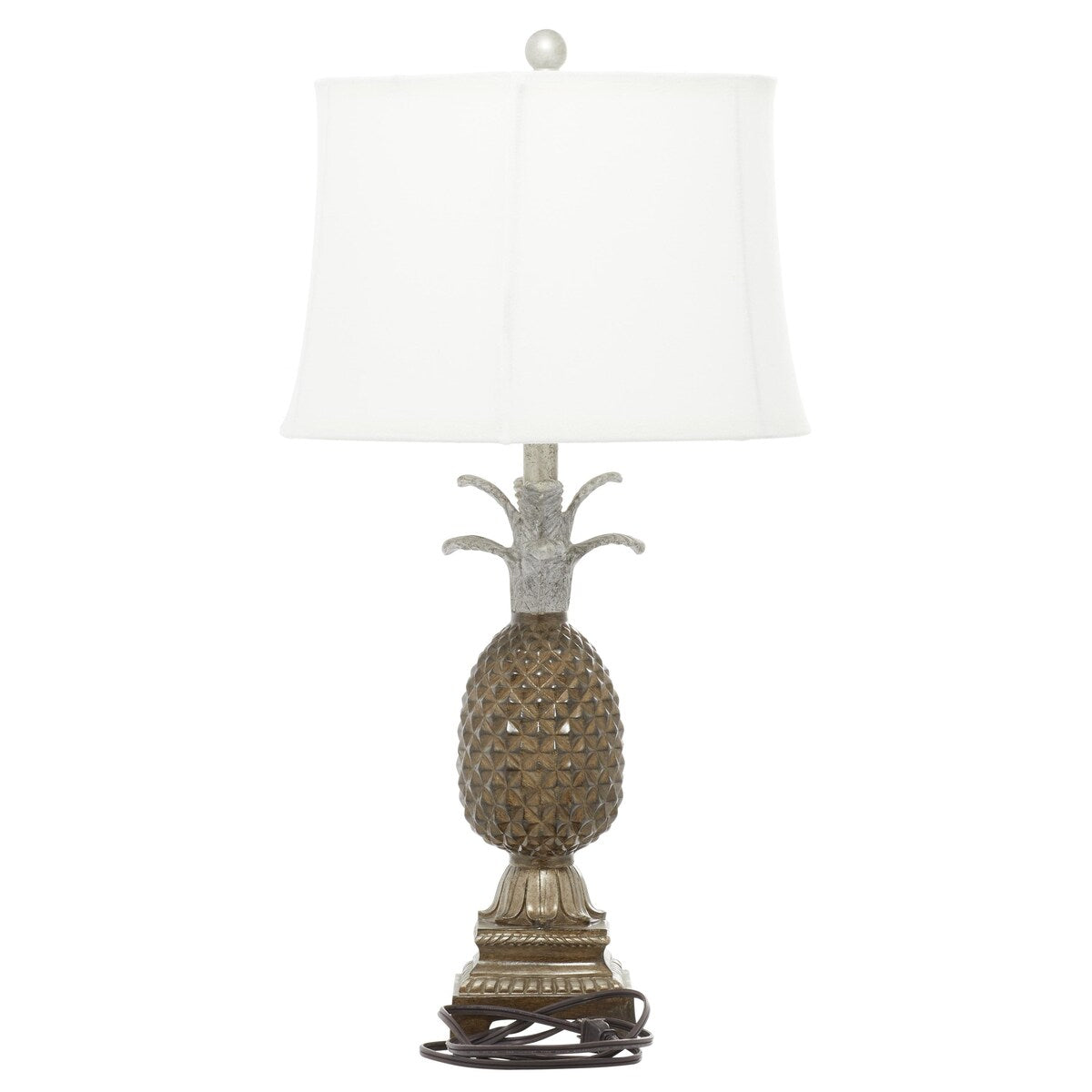 Polystone Fruit Pineapple Room Table Lamp - Set of 2 Brown - Roche River Decor