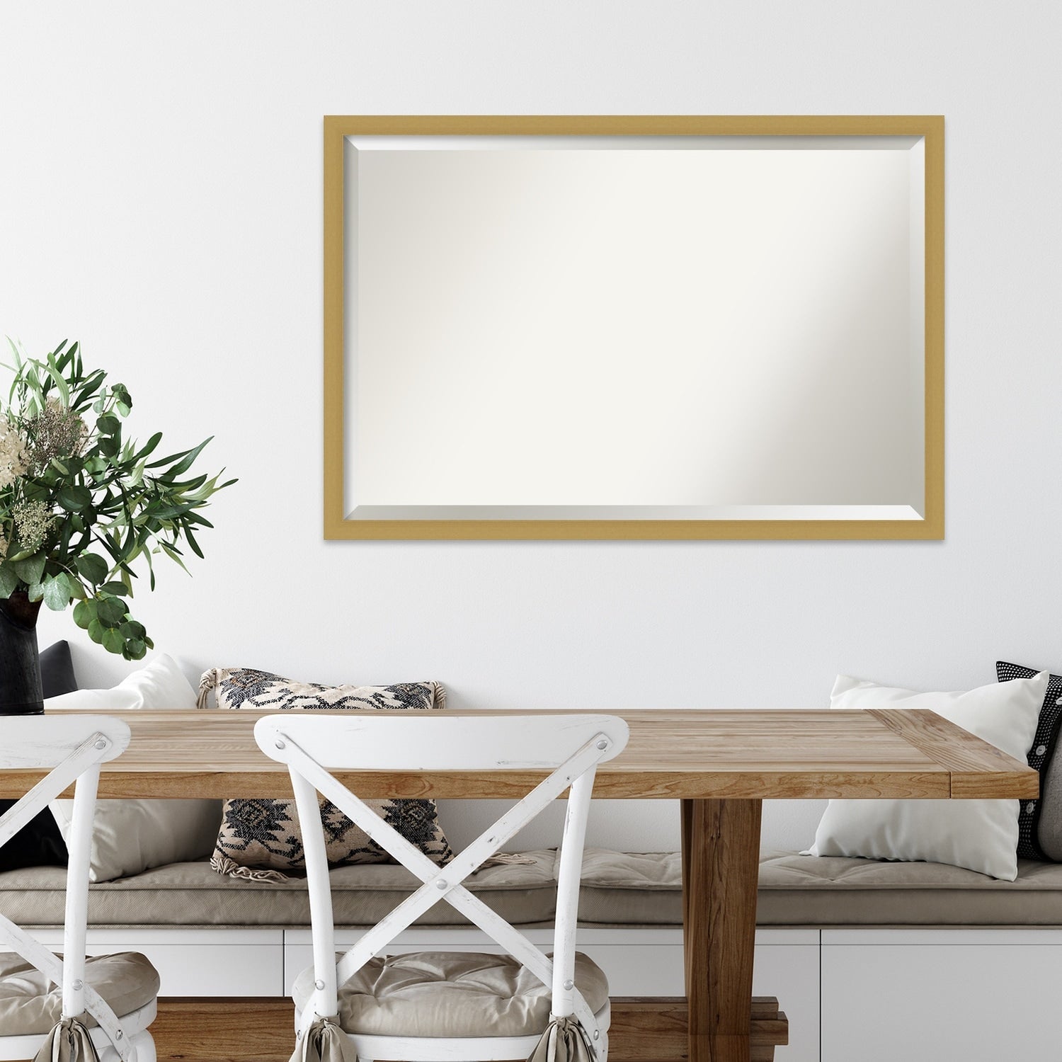 Beveled Wall Mirror - Grace Brushed Gold Narrow Frame