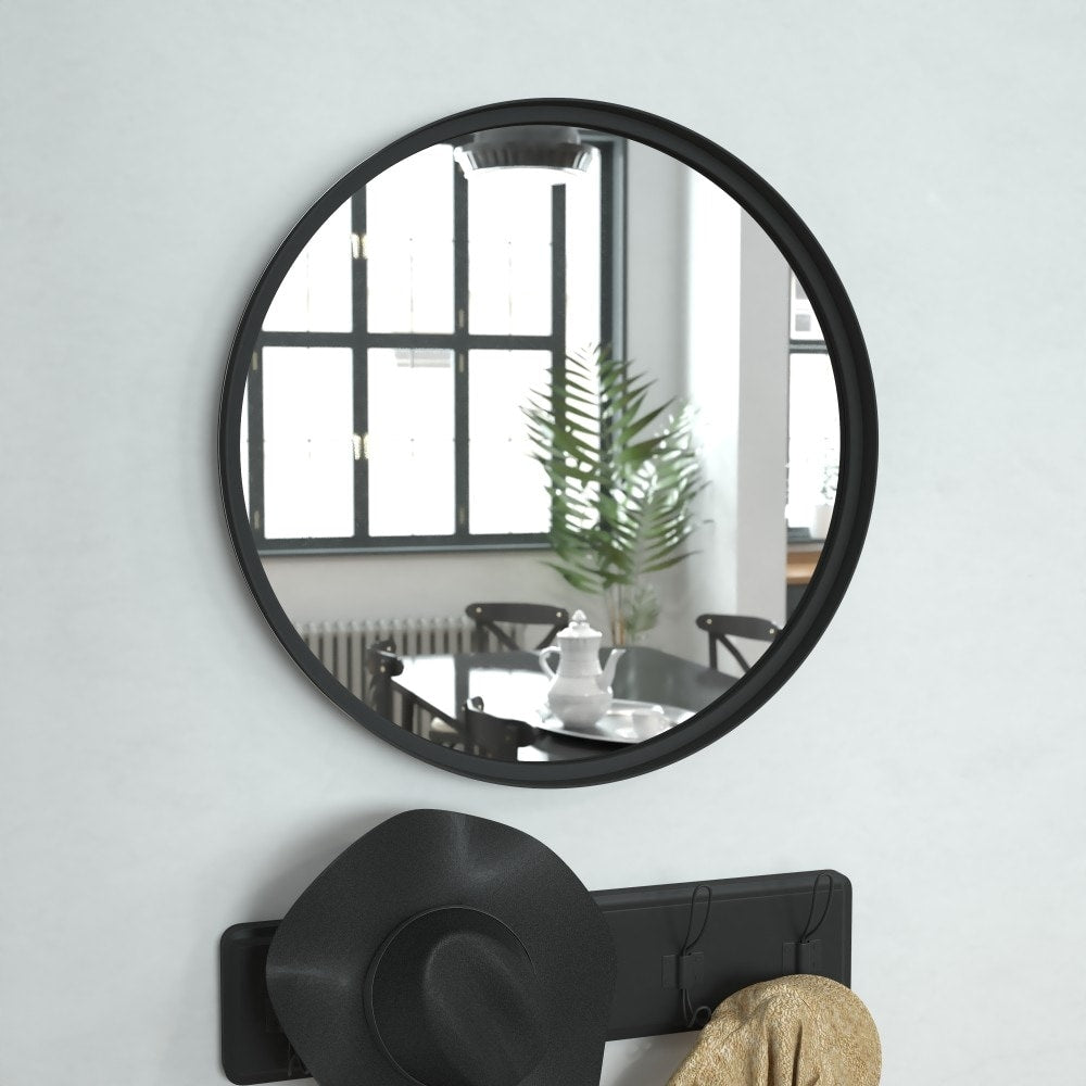 Wall Mount Shatterproof Round Accent Wall Mirror with Metal Frame