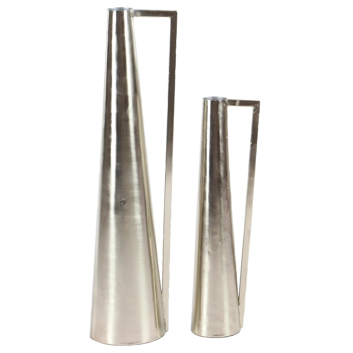 Metal Slim Cone Decorative Vase with Handles - Set of 2 Black, White, Gold, Silver, Dark Gray - CosmoLiving by Cosmopolitan