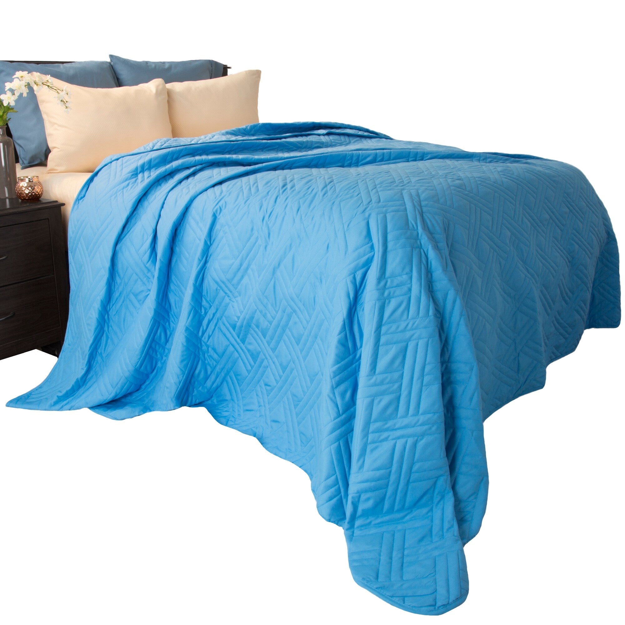 Quilt Coverlet - All-Season Washable Bedspread - Basket-Weave Polyester Bedding with Quilted Pattern by Windsor Home