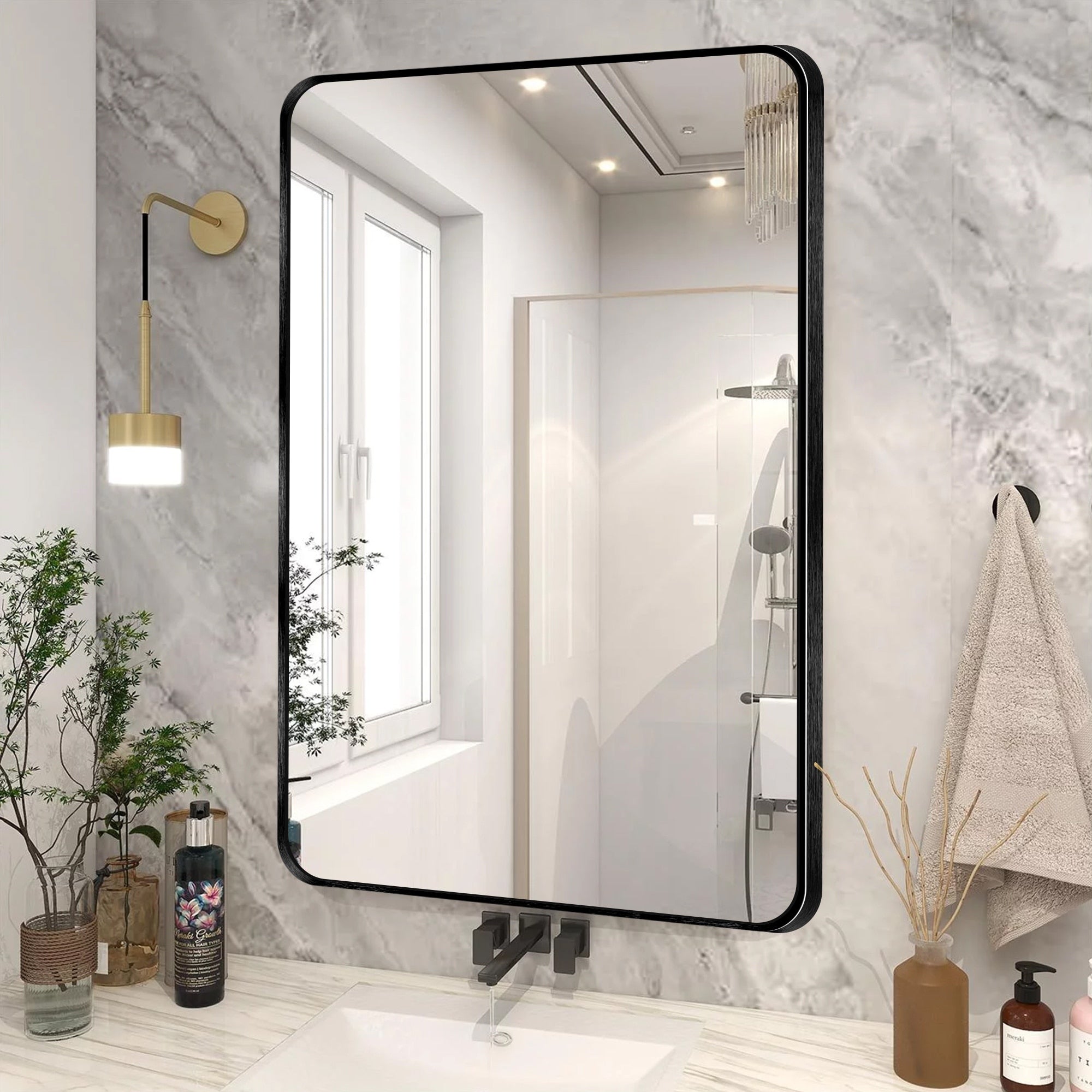 Wall Mount Bathroom Rectangle Vanity Mirror (Horizontal/Vertical)