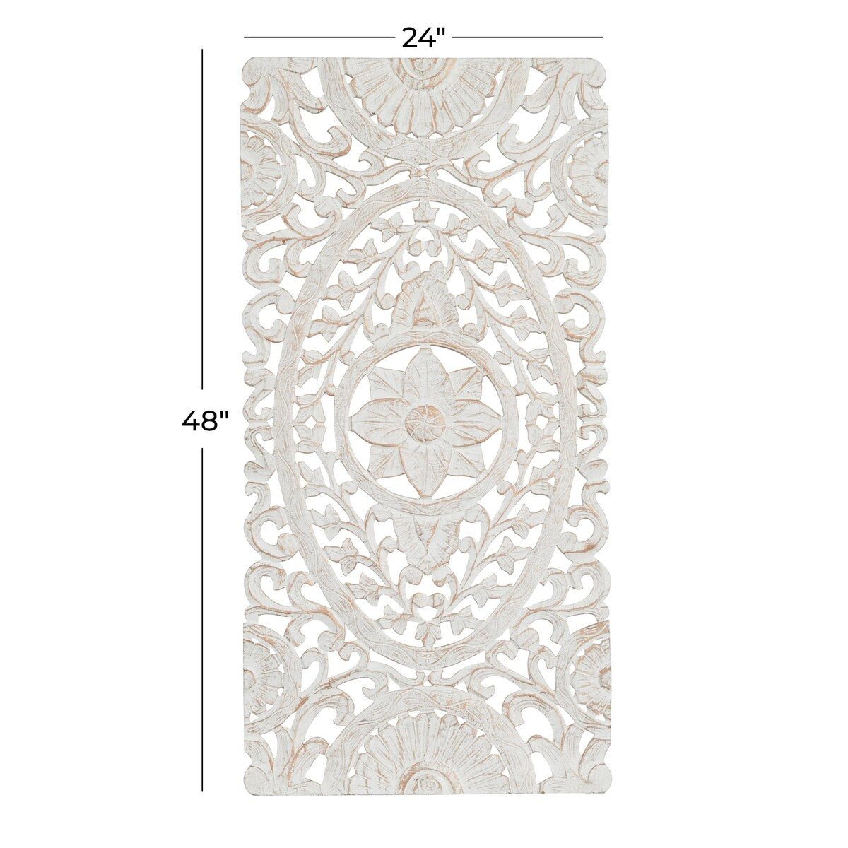 Wooden Floral Handmade Intricately Carved Home Wall Decor - White - Roche River Decor