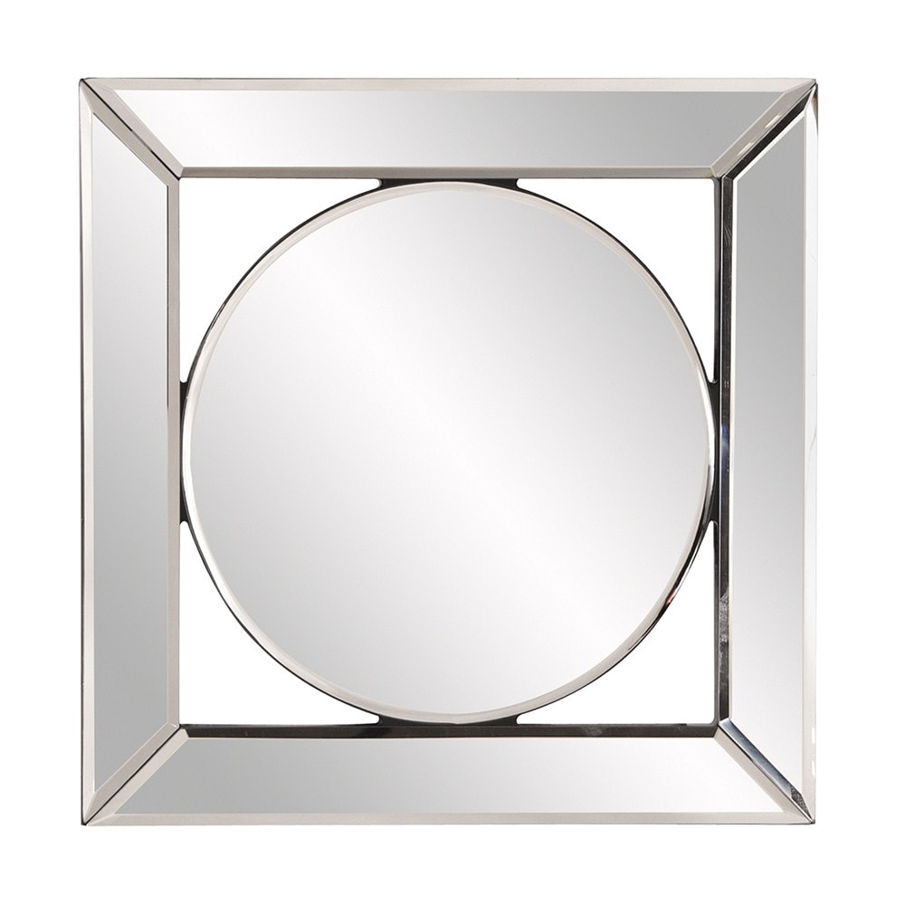 HomeRoots 12 Round in Square Glass Framed Accent Mirror - Clear