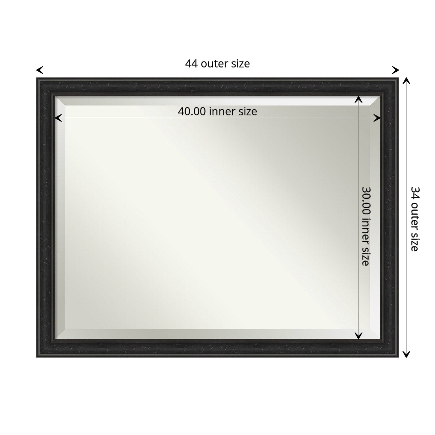 Beveled Bathroom Wall Mirror - Shipwreck Black Narrow Frame