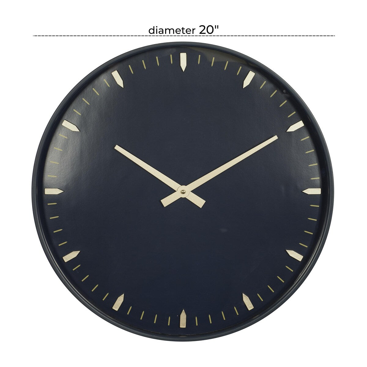 Glass or Plastic Decorative Wall Clock with Gold or Black Accents - Dark Blue, Gold, Black - Roche River Decor