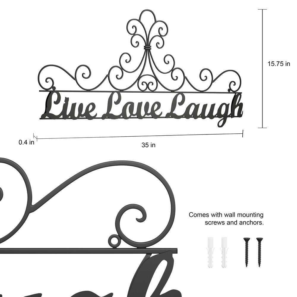 Metal Cutout Live Laugh Love Wall Sign 3D Word Art Rustic 35In